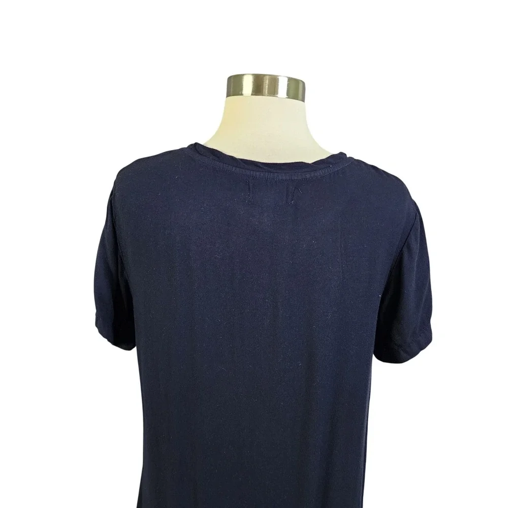 Bella Dahl Womens Navy Blue V Neck T Shirt Dress Size Small Short Sleeve Rayon